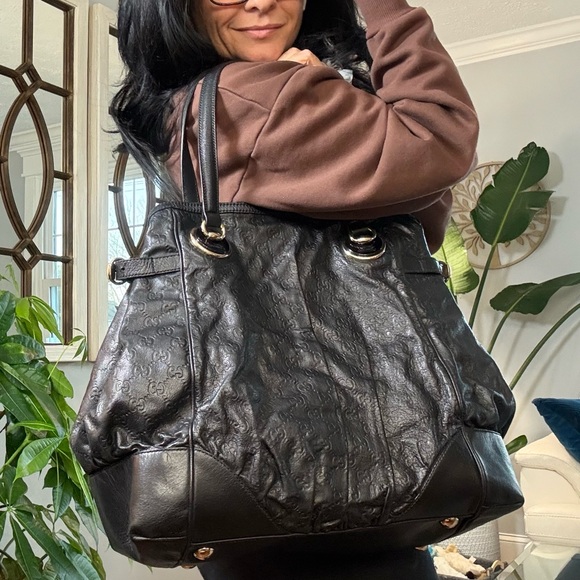 Gucci Handbags - GUCCI Guccissima Leather Shoulder Bag Black Silver Hardware | Authentic